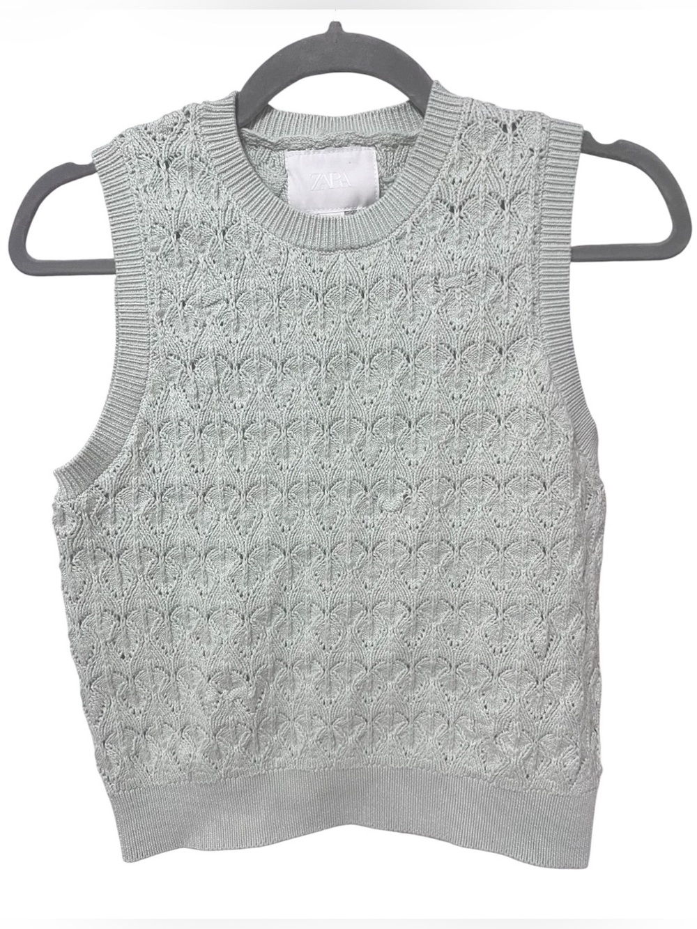 ZARA Knit Sweater Vest – Pastel Green | Size 13–14Y (164 cm) | Like New
